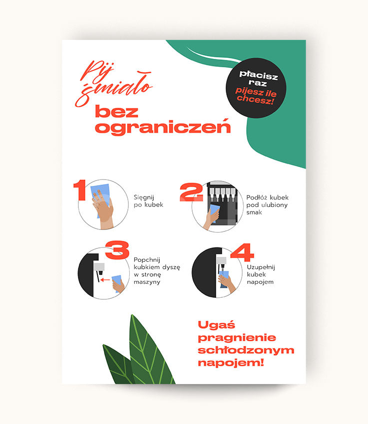 Jak korzystać z dyspensera do napojów? - plakat i stand