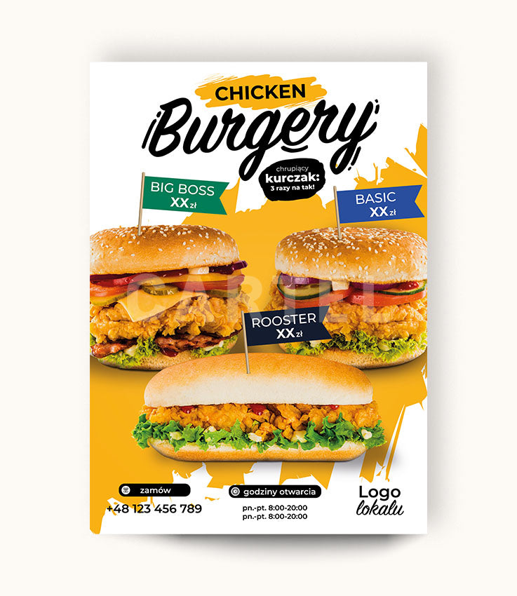 Chicken Burgery – plakat i receptury